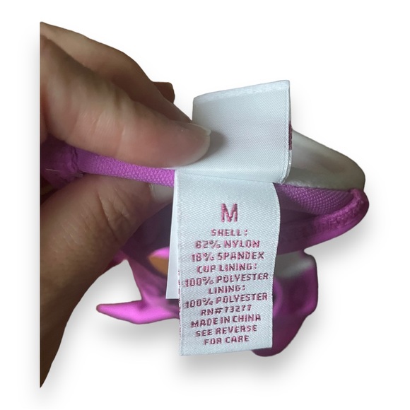 Candie’s Lotus Pink Bikini Top Tie Back Halter Straps and Mock Tie Front Accent - Picture 7 of 8